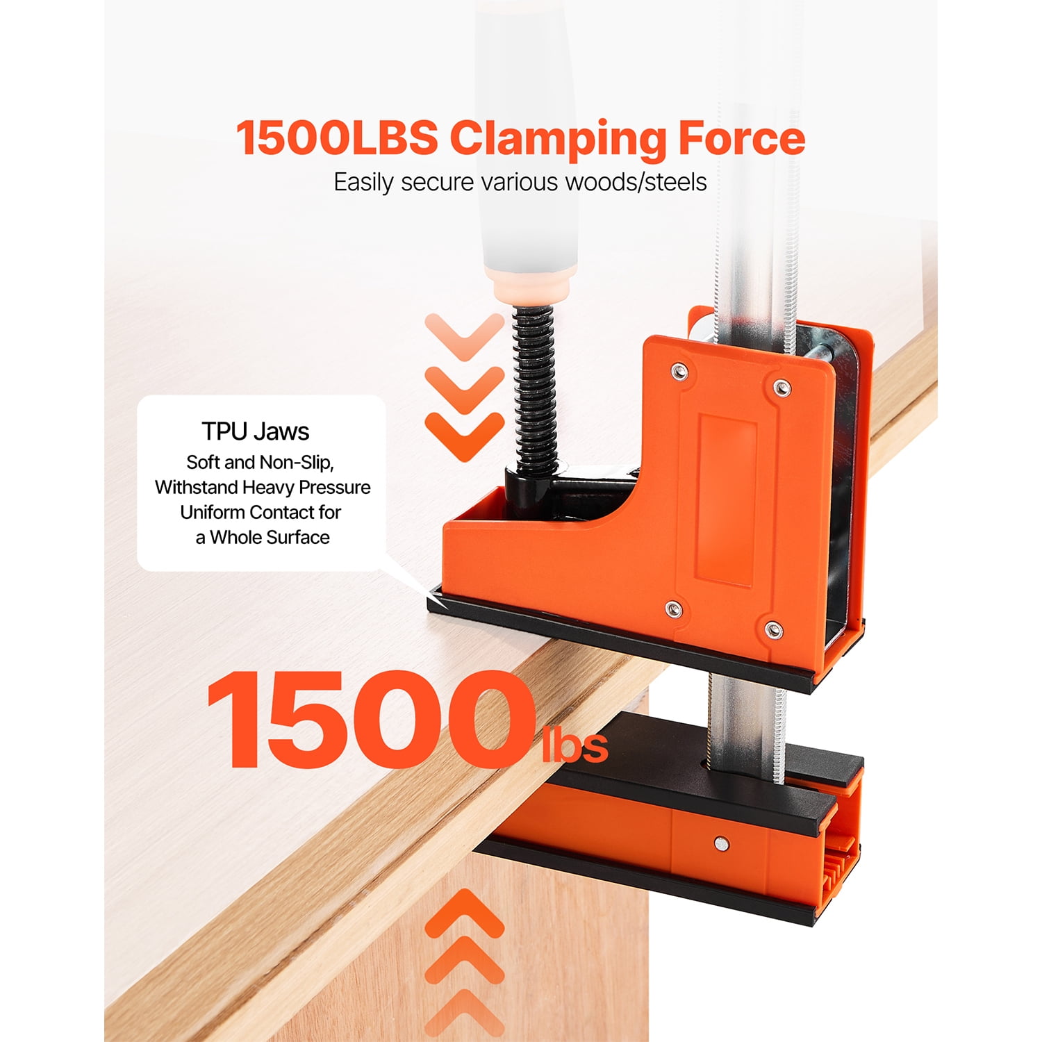 KFFKFF 30-Inch Parallel Bar Clamps, 2-Pack, F-Clamp Set with 1500 lbs Load Capacity, Durable Plastic and Carbon Steel Construction, Ideal for Woodworking and Metal Projects, Orange