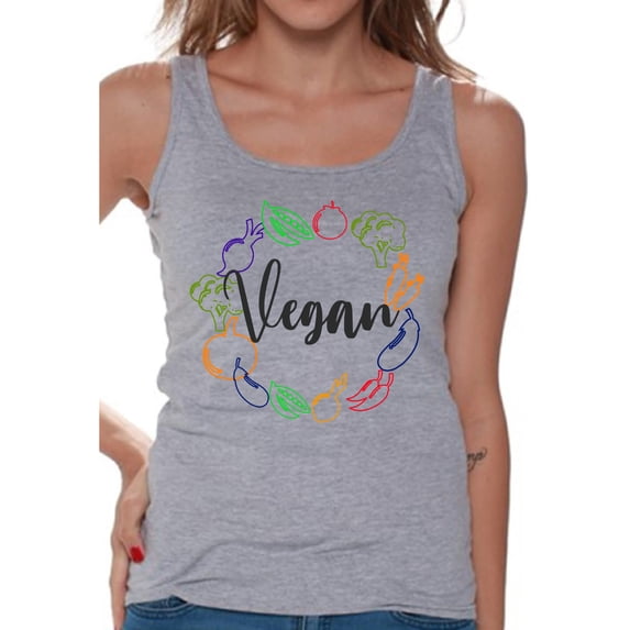 Awkward Styles Funny Vegetables Tank Top for Her Ladies Tanks Vegetarian Tshirt Vegan Friendly Shirts for Her Vegan T Shirts Vegan Clothes for Women Vegan Organic Shirts for Her Gifts for Vegetarians