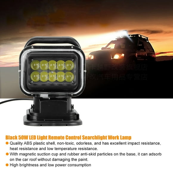 Boat Spotlights, 50W LED Light Remote Control Searchlight With Suction Cup, High Brightness Work Lamp Home Security Protection Emergency Lighting For Car Yacht SUV