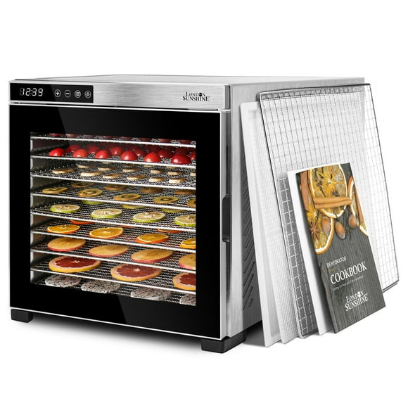 London Sunshine® Premium Stainless Steel Food Dehydrator - Double Wall SS Structured with Glass Window - 10 Trays
