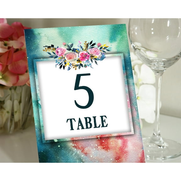 Darling Souvenir Double Sided Print Table Numbers Abstract & Floral Elegent Table Cards Wedding Decorative-4" x 6" (1 to 12)