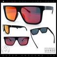 thumbnail image 2 of Mens Mirrored Lens 90s Flat Top Horn Rim Plastic Urban Sunglasses [Matte Black - Red Mirror], 2 of 8