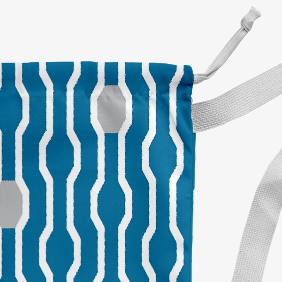 Simply Daisy Canvas Nuts & Bolts Geometric 18 x 29 in Teal Laundry Bag