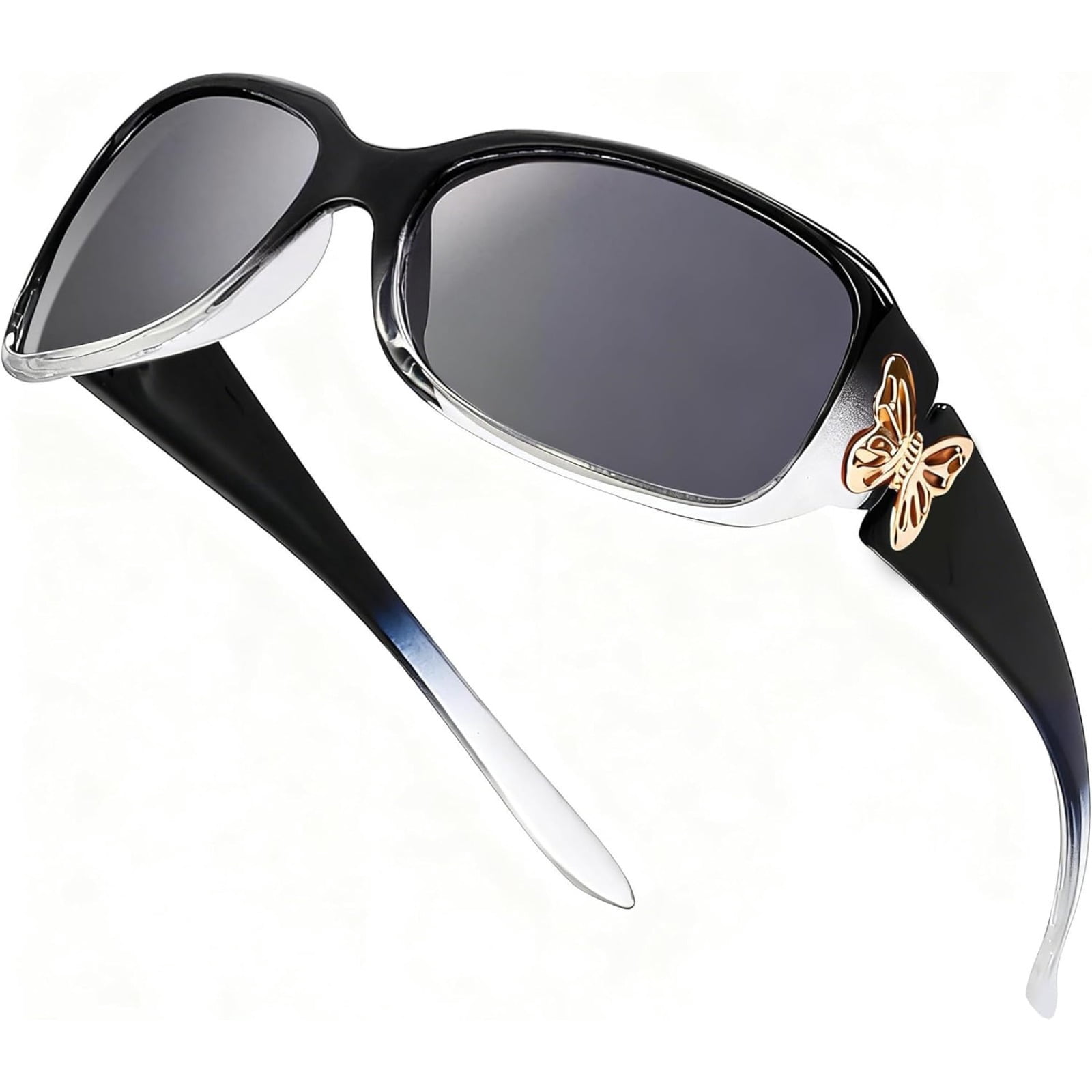 Polarized Sunglasses for Women with Wrap Around Butterfly Design, Trendy Jackie-O Style for UV400 Protection