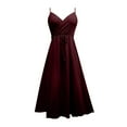 thumbnail image 5 of Efsteb Women's Maxi Dresses Summer Spaghetti Strap Wrap V-Neck Formal Dresses Ruched Bridesmaid Wedding Guest Maxi Dress Cocktail Gown （Wine，XL）, 5 of 8