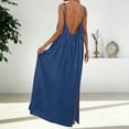 thumbnail image 3 of Glisme Backless Dresses For Women Summer Beach Sleeveless Maxi Dresses Flowy Vacation Spaghetti Strap Dresses Loose Homewear Dress Blue Sundress Formal Dresses, 3 of 5