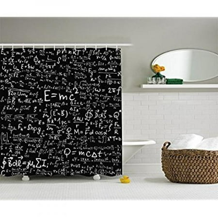 Think Yes Einstein Physics Formula Science Geek Black White Fabric Shower Curtain Gift Elusive To Your Curtain Call Walmart Com Walmart Com