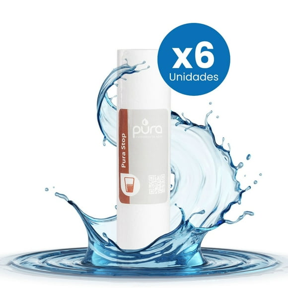 Pack X6 Unid Repuesto Cartucho Filtro Agua Paso 1 Pura Stop Color Blanco