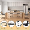 thumbnail image 3 of Mid Century Modern Cantilever Dining Chair, Breathable Rattan Cane Back Side Chair with PU Leather Cushion and Black Metal Frame, Set of 2, Black, 3 of 10