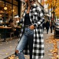 thumbnail image 6 of Husipze Womens Plaid Long Shacket Lapel Button Front Long Sleeve Loose Casual Jacket with Chest Pockets Fall Winter Outerwear Black 2XL, 6 of 9