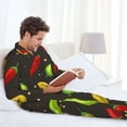 thumbnail image 6 of Lsque Chili2 Pattern Long Sleeve Pajama Set for Men - Soft 2-Piece Sleepwear and Loungewear Set with Pockets, Comfy Nightwear-Medium, 6 of 7