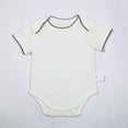 thumbnail image 2 of HNMKIU Baby Boys Girls Short Sleeve Rompers Bodysuit Summer Outfit Breathable Embroidered Trim Casual Playwear for 0 to 18 Months White,6-12 Months, 2 of 7