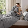 thumbnail image 6 of 100% Washed Cotton Duvet Cover Queen Size - Gray Minimalist Cotton Duvet Cover Linen Like for All Seasons - GentleSoft™ Plain Simple Bedding (Gray, Queen, 90"x90"), 6 of 9