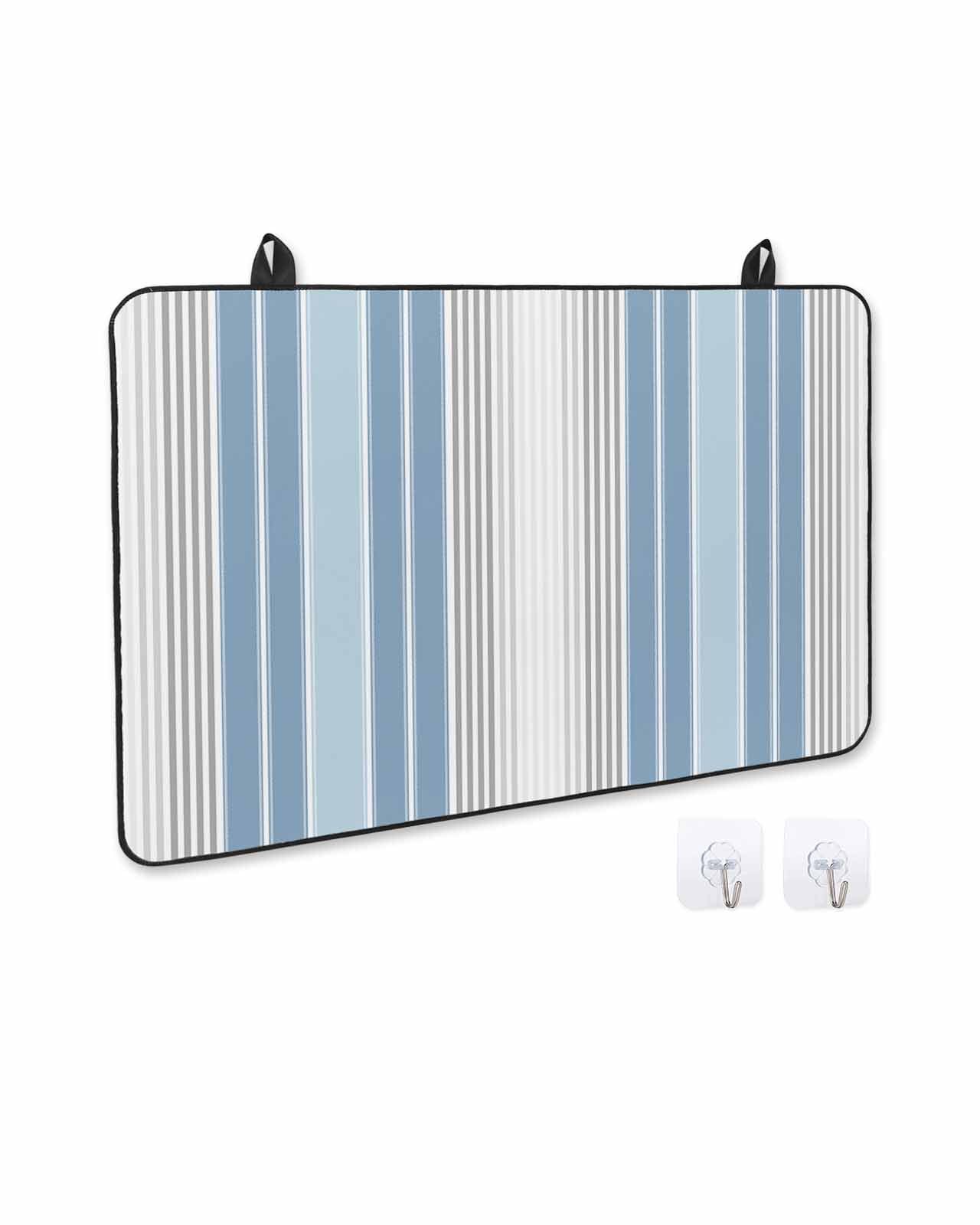 nqOlkjepod Large Induction Cooktop Protector Mat 24"x21", Blue Gray Stripes Stove Top Covers for Electric Stove, Contemporary Minimalist Abstract Lines Stove Burner Cover Mats, Glass Top Stove Cover