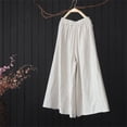 thumbnail image 3 of Women's Cotton Linen Wide Leg Pants - Loose Fit, High Waist, Summer Casual - Elastic Waist - M-XXXL, 3 of 7