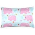 thumbnail image 4 of Pink Elephant and Flower Velvet Oblong Lumbar Plush Throw Pillow Cover/Shams Cushion Case - 20x26in - Decorative Invisible Zipper Design for Couch Sofa Pillowcase Only, 4 of 7
