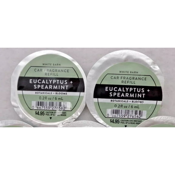 Bath and Body Works Eucalyptus and Spearmint Car Refill 0.2 Fl Oz, Pack of 2