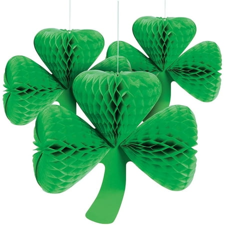 Various Green St. Patrick's Day Paper Fan Decorations (3pc)
