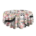 thumbnail image 5 of Husky and Pink Pioneer Flower Round Tablecloth 60"x60",Wrinkle Wipeable Table Cloth for Kitchen Dining Room Picnic Patio Party, 5 of 6