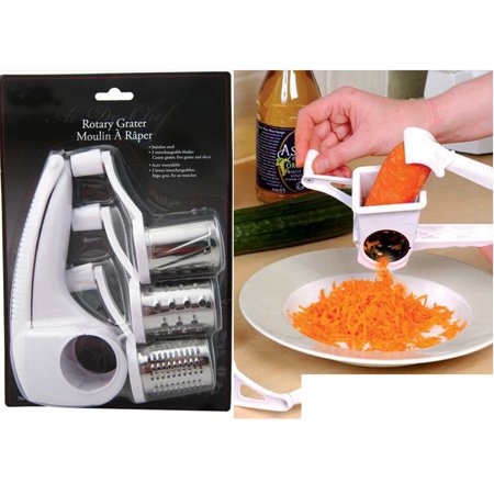 Rotary Cheese Grater Stainless Steel 3 Drums Blades Slicer Chocolate Carrot