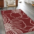 thumbnail image 2 of 2.7'x5' Area Rugs, Red Flowers Indoor Outdoor Area Rug for Living Room Bedroom, Spring Floral Botanical Modern Art Washable Bathroom Rugs Kitchen Floor Carpet Mats Home Decor Aesthetic, 2 of 8