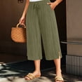 thumbnail image 2 of Rhuody Women'S Pants Wide Leg High Waist Solid Color Trousers With Pocket Fashion Clothing 4Xl Green, 2 of 4