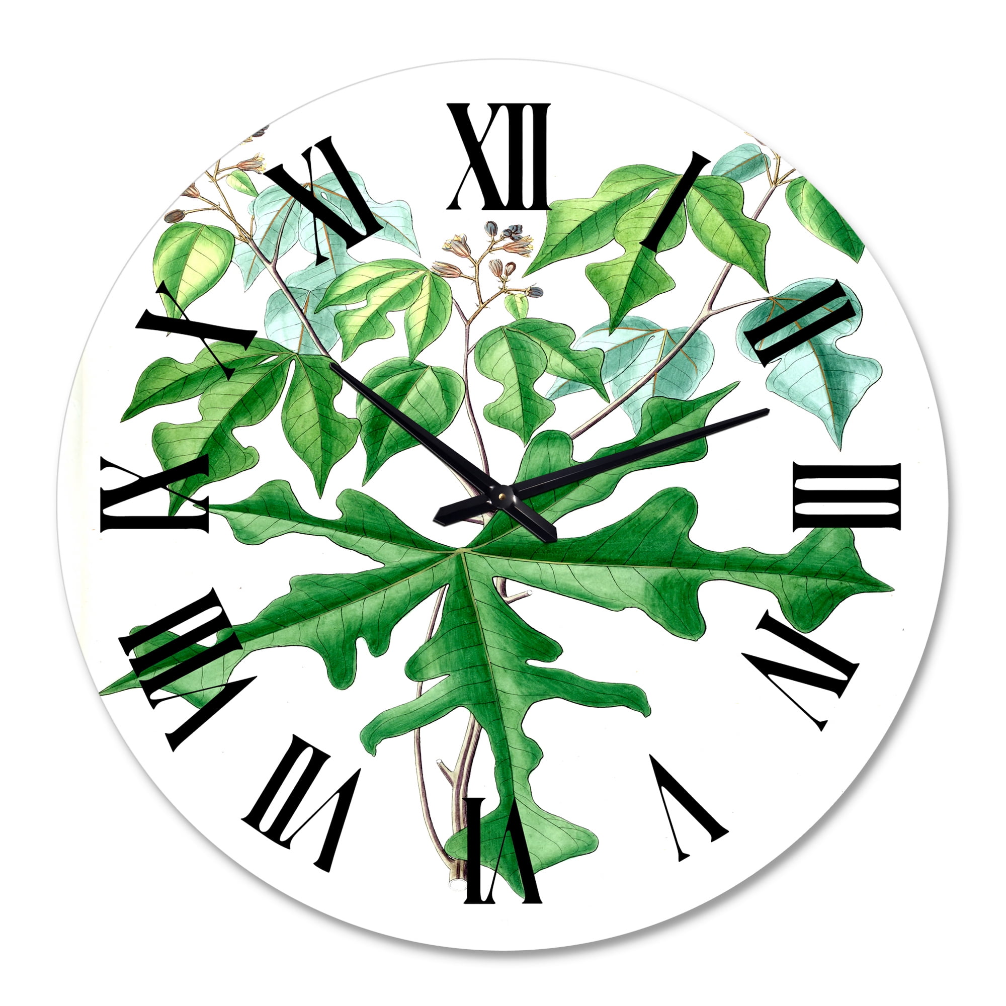 Designart 'Vintage Drawing Of Wild Plants' Traditional Wall Clock