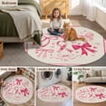 thumbnail image 5 of Valentine's Day Round Area Rug 8Ft Washable Large Circle Rugs for Living Room Dorm, Pink Bows Romantic Love Heart Vintage Plaid Non-Slip Carpet Floor Mats Indoor Outdoor Carpet Runner Home Decor, 5 of 8