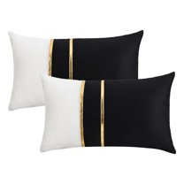 Unique Bargains Velvet Soft Square Pillow Covers Pack of 2 Black 20" x 12"