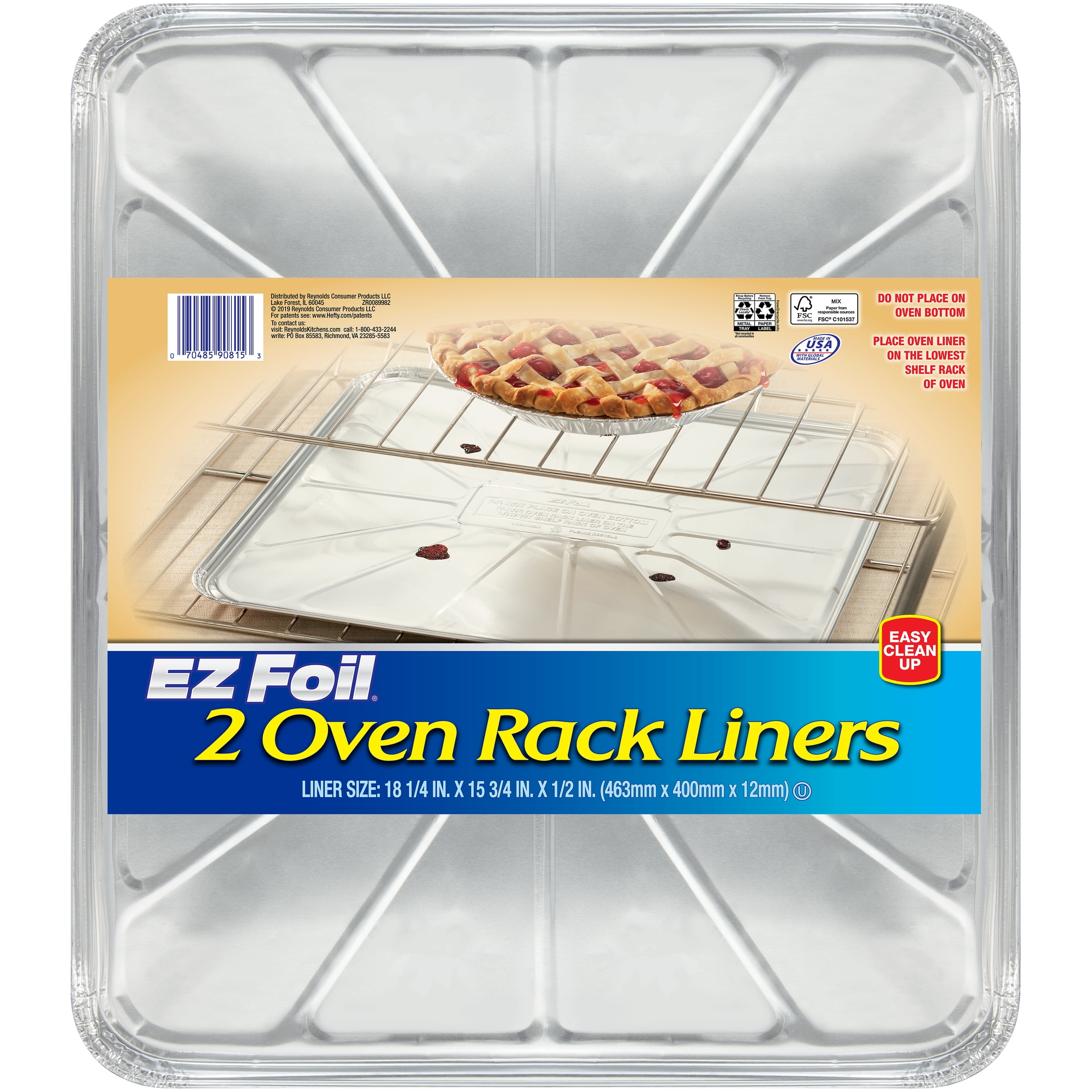 Hefty EZ Foil Oven Rack Liner Tray, 18-1/4 x 15-3/4 x 1/2 inches, 2 Count