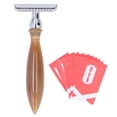 thumbnail image 2 of Ensemble de Rasage pour Hommes, Kit de Rasage de Barbe Réutilisable Manuel Rétro avec 10 Lames pour Voyage, 2 of 8