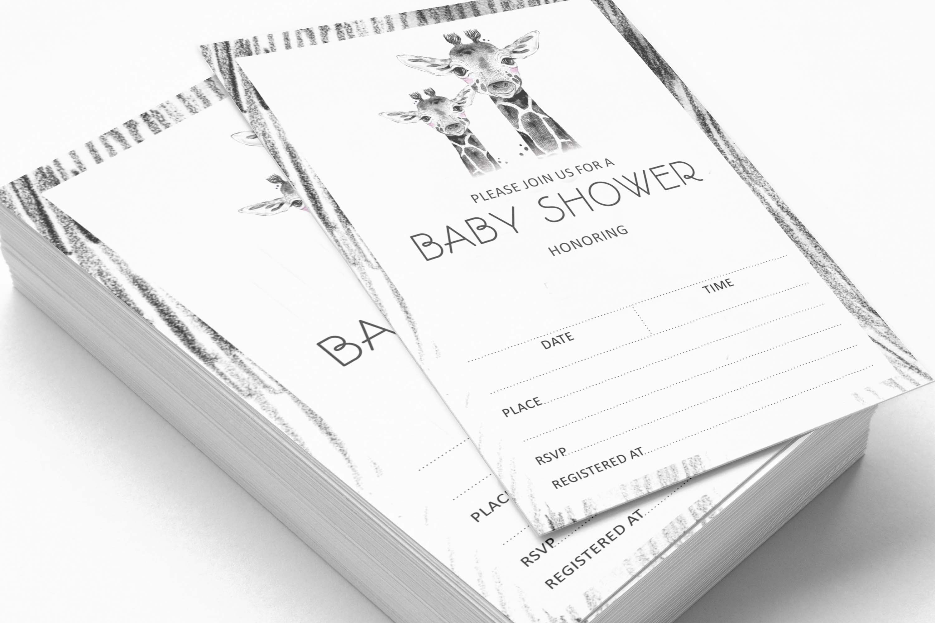Inkdotpot Set Of 30Giraffe Baby Shower Invitations-Diaper Raffle Tickets And Baby Shower Book Request Cards Jungle Animals Invites Its A Boy Its A Girl
