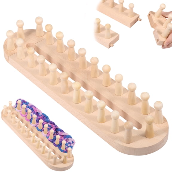 Threns 18.3" Wooden Loom Frame for DIY Throw Blankets Chunky Knit Blanket Kit – Adjustable Size Hand Knitting Kit – No Needles Required – Beginner-Friendly Yarn Craft for Home