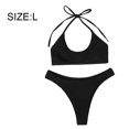 thumbnail image 2 of Women Two Piece Halter Padded Top Tie Bottom Triangle Bikini Bathing Suit, 2 of 5