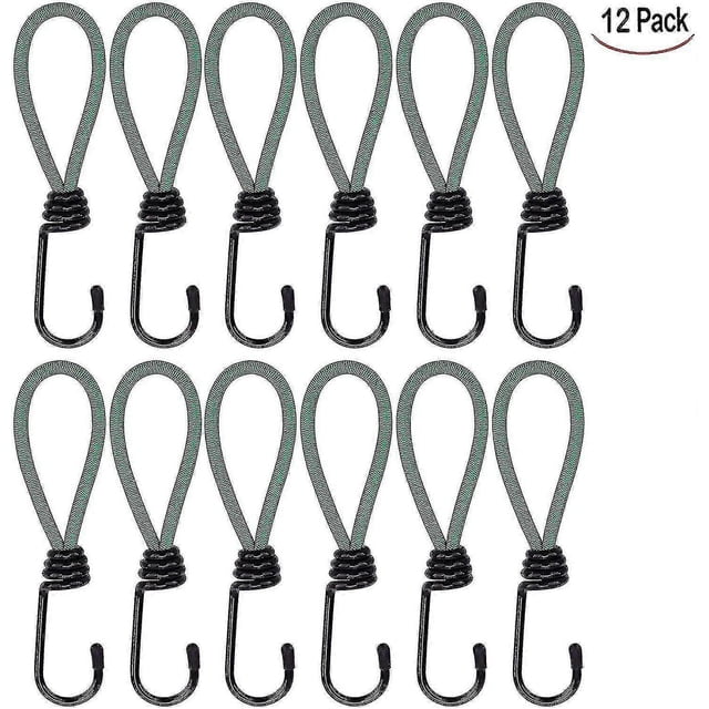12 Pieces Hook Tensioner, Tarp Tensioner Hook Bungee Tensioners Camping With Hook, Elastic Webbing