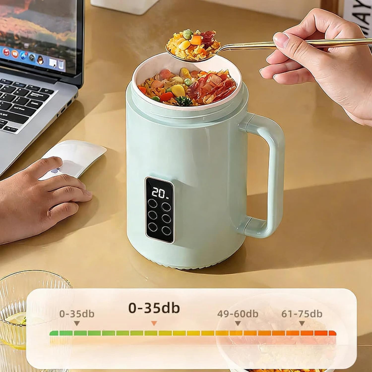 Multi-Function Portable Electric Kettle - 1000ml with Programmable Timer & Auto Cook, 4 Temp Settings,Prepare at Night & Enjoy in Morning,for Office, Dorm,Hotel, Safe and convenient (Green)
