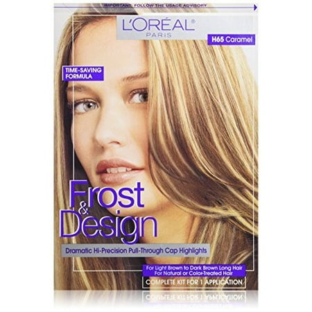 L'Oreal Paris Frost and Design Cap Hair Highlights For Long Hair, H65 Caramel, 1 (Best Way To Highlight Dark Hair)