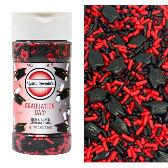 Mystic Sprinkles Graduation Day! Red & Black Sprinkle Mix 3.8 oz.