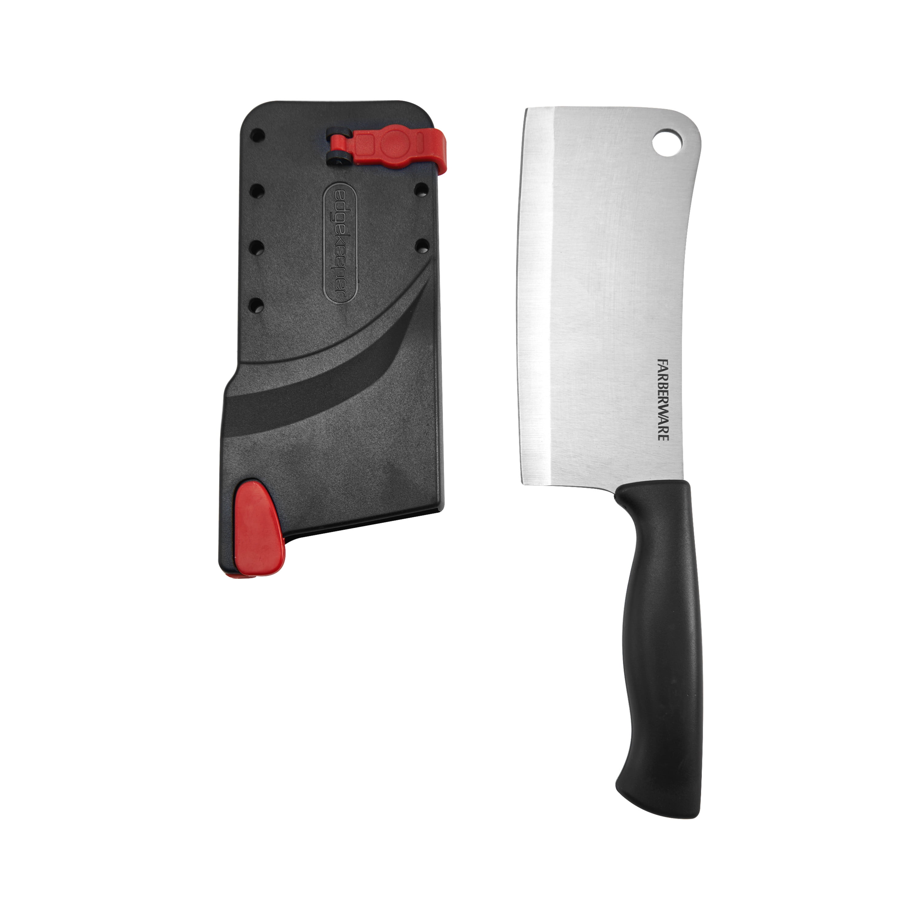Farberware Edgekeeper Classic 6-inch Cleaver Knife with Black Self-Sharpening Sleeve and Handle