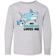 thumbnail image 3 of Inktastic My Grandad Loves Me with Cute Sharks Long Sleeve Youth T-Shirt, 3 of 5