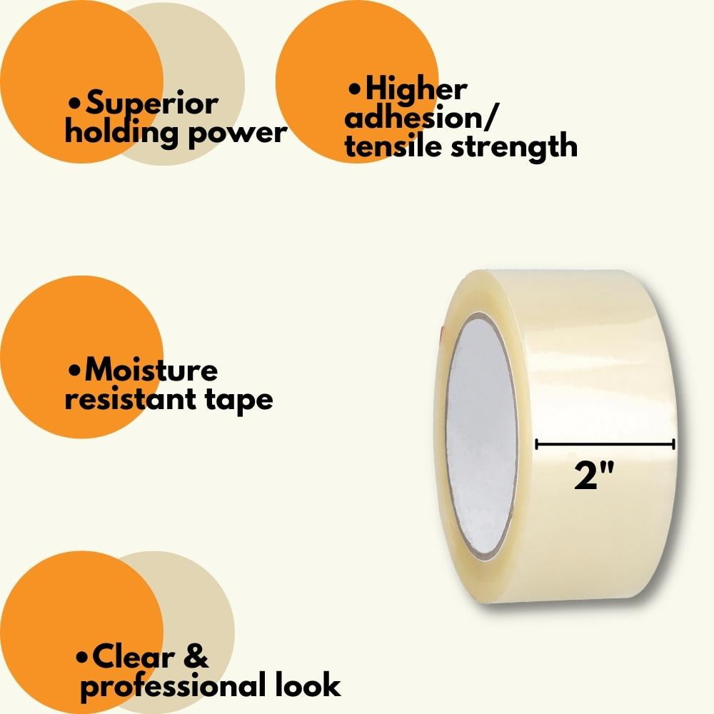 SSBM 1.88" x 55 Yards (165 Feet) Clear Hot Melt Packing Tape, Shipping Tape, 3.1 Mil, 72 Rolls