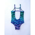 thumbnail image 4 of Zaldita Kids Girls Ruffle Trim One Piece Swimsuits Hawaiian Flounce Swimwear Bathing Suits Purple&Green Fish Scales 4, 4 of 7