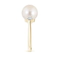 thumbnail image 3 of ANGARA Freshwater Cultured Pearl Three Stone Ring with Diamonds in 14K Yellow Gold for Women | June Birthstone, Birthday, Anniversary, Jewelry Gift for Women | Pearl Ring, 3 of 8