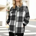 thumbnail image 2 of Horkkom Flannel Jacket Women Fleece Fuzzy Zip Up Jackets Shacket Casual Plaid Print Winter Coats with Pockets M, 2 of 6