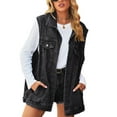 thumbnail image 5 of Coduop Women's Casual Slim Fit Denim Waistcoat Sleeveless Jeans Cardigan Mid-Length Vest Jackets, 5 of 7