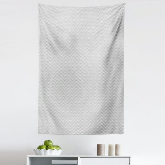Grey Chevron Tapestry, Abstract Zig Zags Creative Modern Minimalist Triangles Illustration, Fabric Wall Hanging Decor for Bedroom Living Room Dorm, 5 Sizes, Pale Grey and White, by Ambesonne