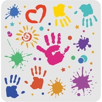 Splatter Stencil 11.8x11.8inch Plastic Dots Handprint Painting Template Splash Graffiti Pattern Stencil Back To School Theme Decoration Stencil for Painting on Wood Floor Wall and Tile