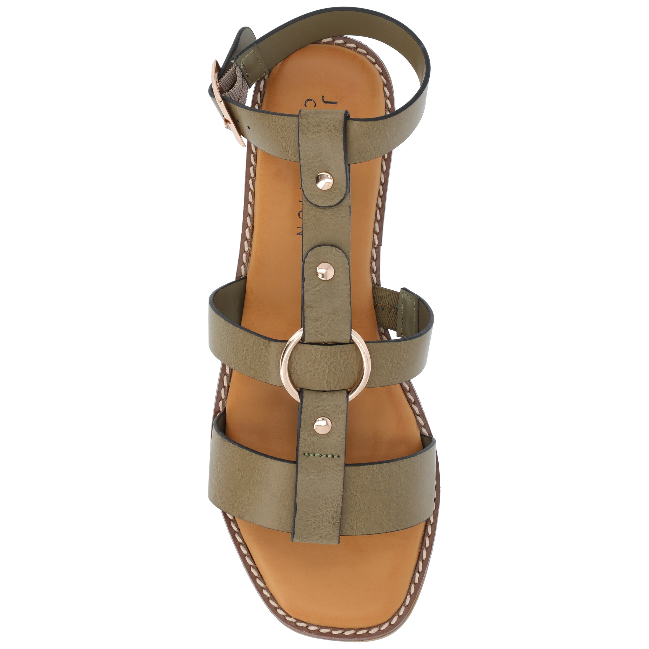 Journee Womens Eleanora Multi Strap Flat Sandals