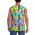 thumbnail image 4 of Xecao Graffiti Pineapples Print Men's Tank Top: Sleek Sleeveless Tee for Casual Sports and Beach Occasions-Medium, 4 of 7