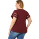 thumbnail image 5 of Women's Plus Size Tops Lace Panel Elegant Work Short Sleeve Top Wine Red 1X, 5 of 7